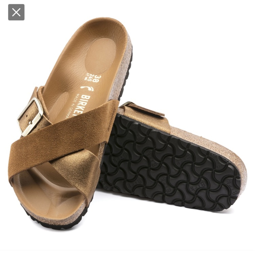 Birkenstock metallic and suede sandal